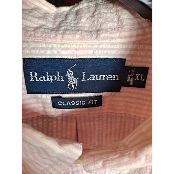 Ralph Lauren Men's Classic Fit Stripe Half Sleeve Poplin Button-Up Shirt Size XL - Picture 5 of 5